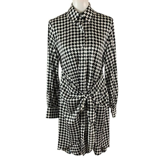Banana Republic Houndstooth Shirt Dress Mod Retro Workwear Chic Small - Picture 1 of 6